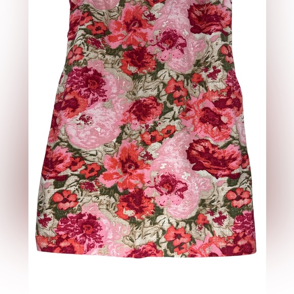 Talbots Pink Multi Floral Boho Sheath Dress Sleeveless V-Neck Rose Print Size 20 - Picture 4 of 6
